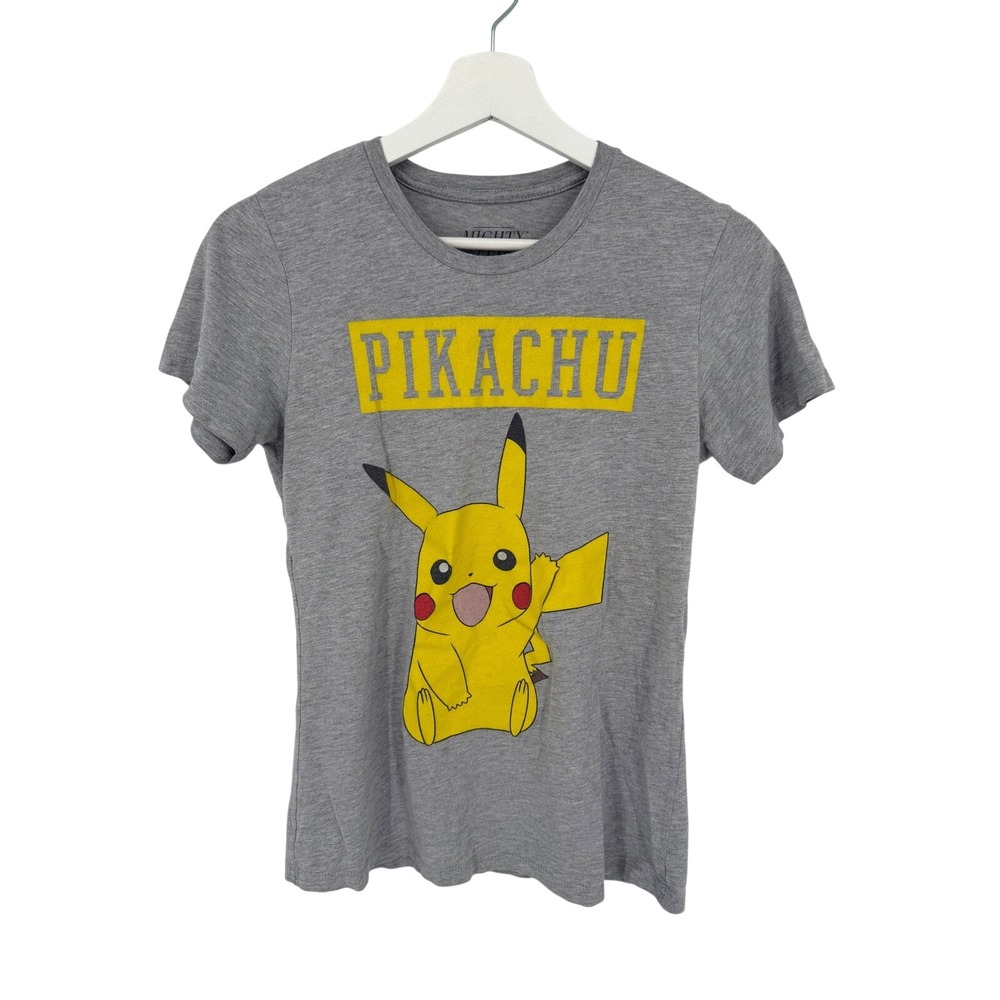Mighty Fine Pokemon Pikachu T-Shirt Women Large Gray Graphic Tee